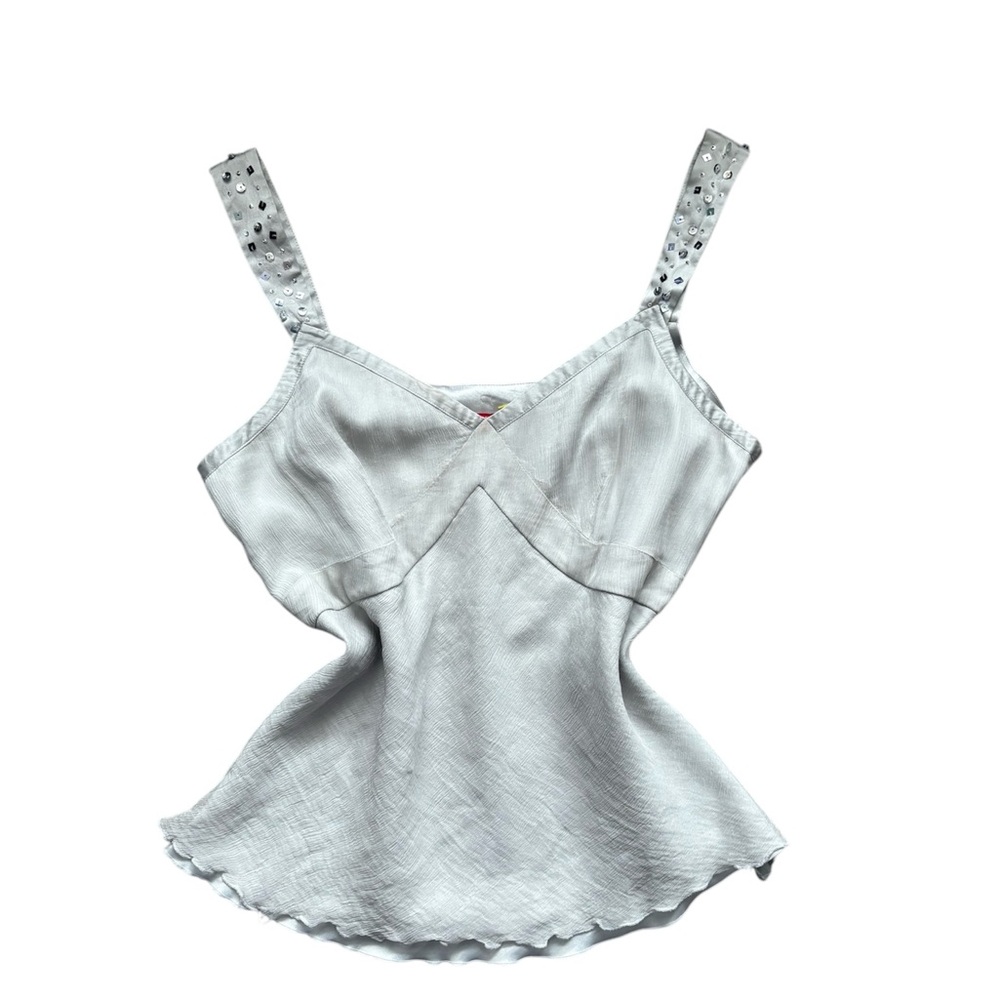 Early 2000s White Sleeveless Top with Studded Straps